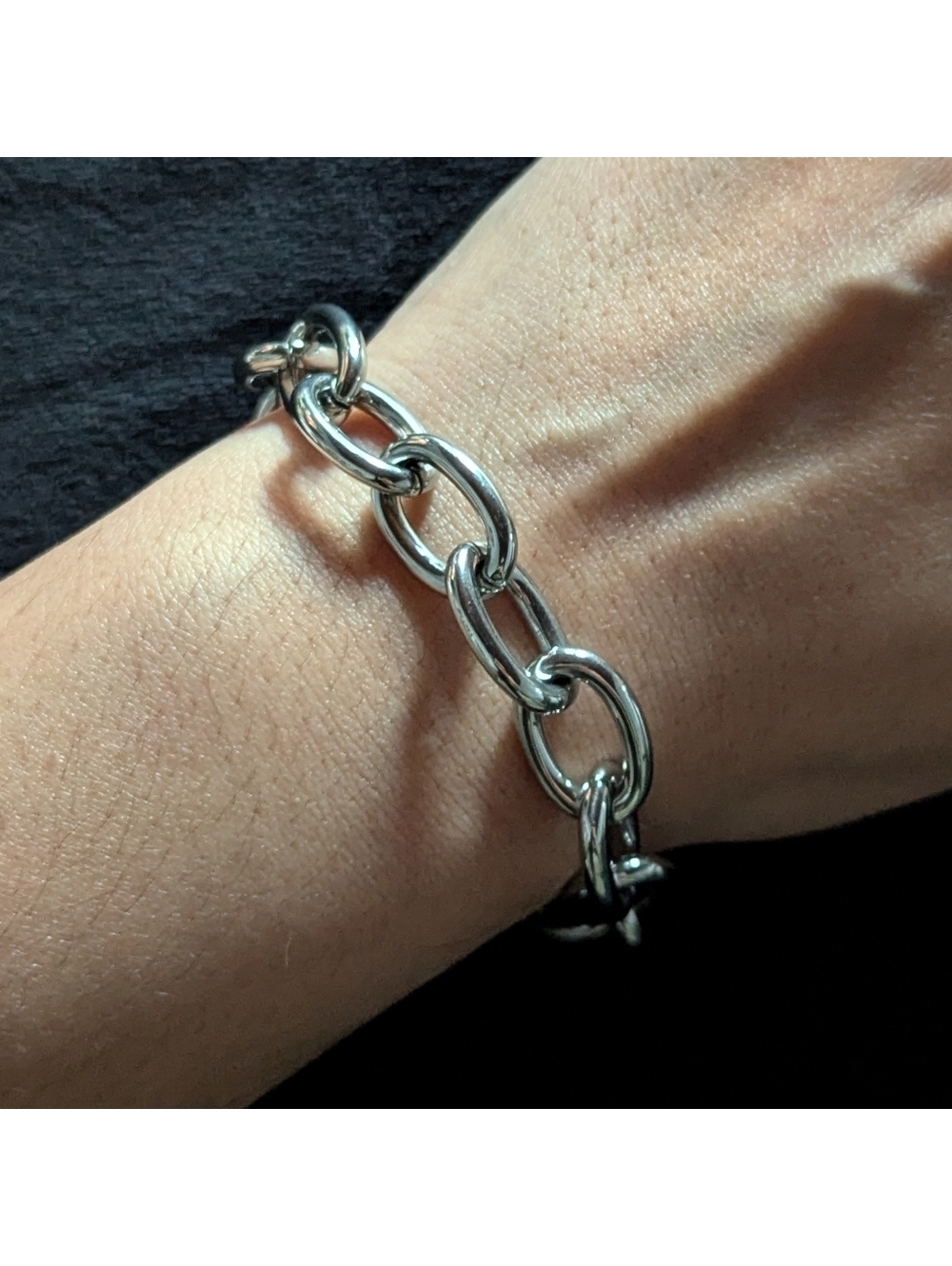 Silver-Toned Chain Link Toggle Clasp Bracelet Stainless Steel